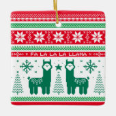 Llama Holiday Ugly Sweater Keramisch Ornament (Voorkant)