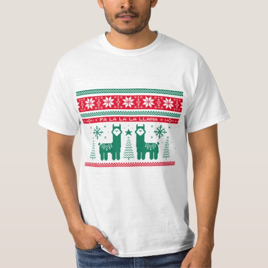 llama Holiday Ugly Sweater T-Shirt (Voorkant)