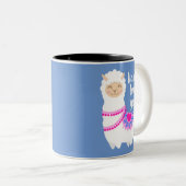 Llama houdt van je Valentijn pun Tweekleurige Koffiemok (Voorkant rechts)
