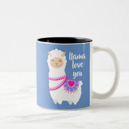 Llama houdt van je Valentijnsdag grap Tweekleurige Koffiemok