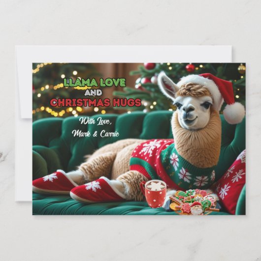Llama houdt van kerstknuffels feestdagenkaart (Voorkant)