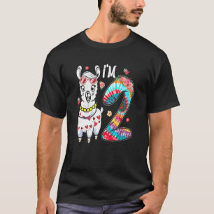 Llama Ik ben 2 jaar oud meisje Theme 2e verjaardag T-shirt
