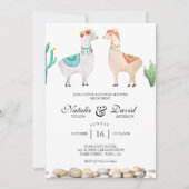 Llama Illustratie Blauwgroen Koppel Douche Invitat Kaart (Voorkant)