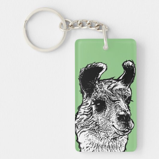 Llama Illustratie | Gepersonaliseerd Sleutelhanger (Voorkant)