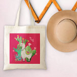 Llama in Cactus tuin met roze bloemen Tote Bag<br><div class="desc">lama scène in waterverf, die u kunt personaliseren met jouw naam of aangepaste tekst. Leuke witte wollige lama met een bloem in haar haar, traditionele Peruaanse gekleurde kwastjes en een bijpassende zadelmat. Dit kleine moois staat in een bloeiende cactus tuin met roze en gele bloemen. Dit is een transparant ontwerp...</div>