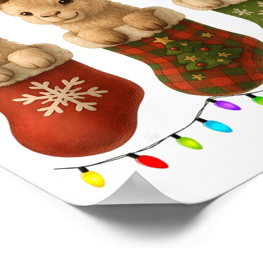 Llama In Christmas Socks Lights Llama Xmas  Poster (Hoek)