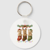 Llama In Christmas Socks Lights Llama Xmas Sleutelhanger (Voorkant)