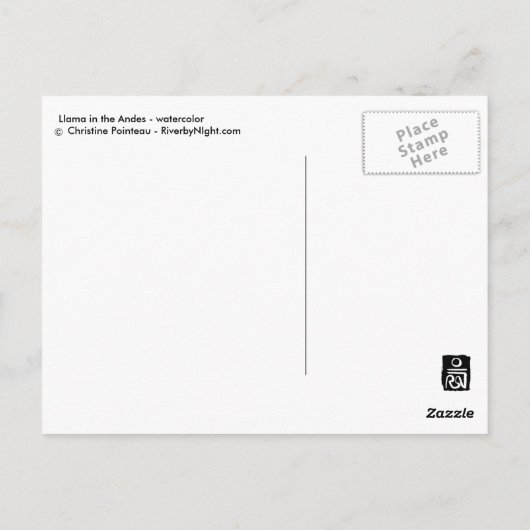 Llama in de Andes Briefkaart (Achterkant)