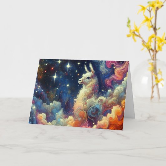 Llama in de wolken kaart (Gele Bloem)