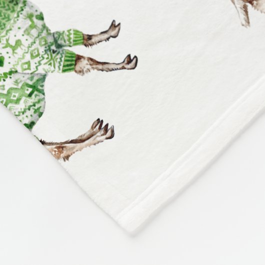 Llama in Green Sweater Fleece Deken (Hoek)