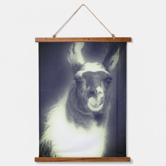 Llama in het zwarte en het witte dier hangend wandkleed (Voorkant)