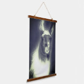 Llama in het zwarte en het witte dier hangend wandkleed (Gebogen)