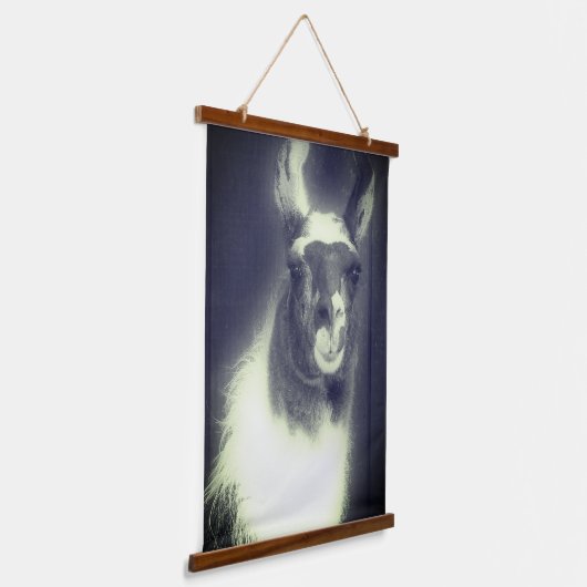 Llama in het zwarte en het witte dier hangend wandkleed (Gebogen)