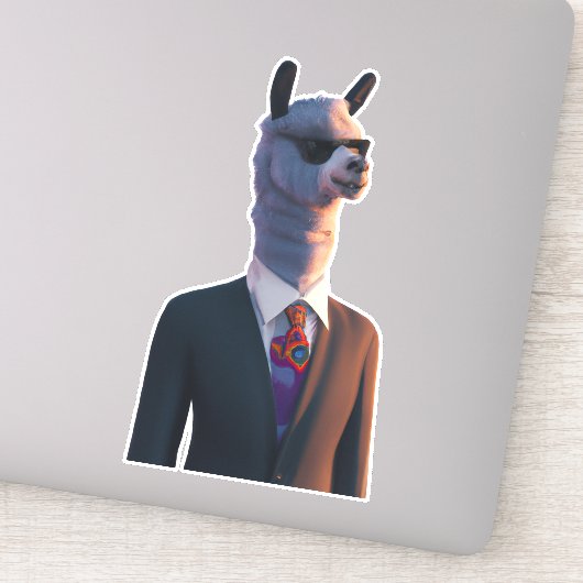 Llama in pak met een schattige zonnebril sticker (Detail)