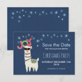 Llama in Santa Hat met sneeuwvlok Save The Date Kaart (Voorkant / Achterkant)