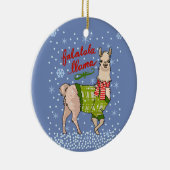 Llama in sneeuw keramisch ornament (Rechts)