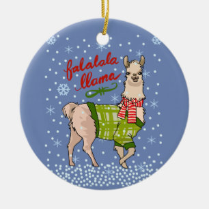 Llama in sneeuw keramisch ornament
