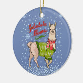 Llama in sneeuw keramisch ornament (Links)