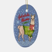 Llama in sneeuw keramisch ornament (Rechts)