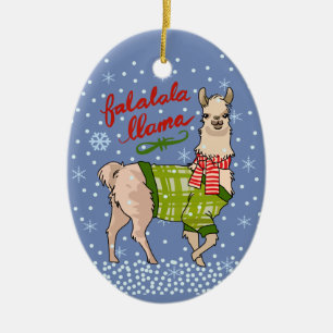 Llama in sneeuw keramisch ornament