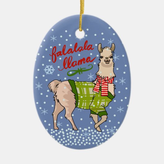 Llama in sneeuw keramisch ornament (Voorkant)