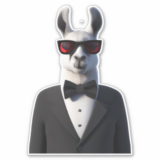 Llama in tux met zonnebrillen schattige sticker (Voorkant)
