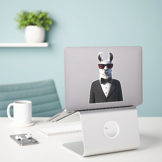 Llama in tux met zonnebrillen schattige sticker (Laptop op bureau)