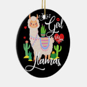Llama is gewoon een meisje dat van Llamas Cute Pin Keramisch Ornament (Rechts)