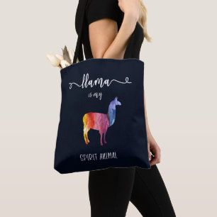 Llama is mijn geestesdier. Funny Cute Waterverf Tote Bag
