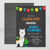 Llama jongen fiesta feest uitnodiging (Voorkant / Achterkant)