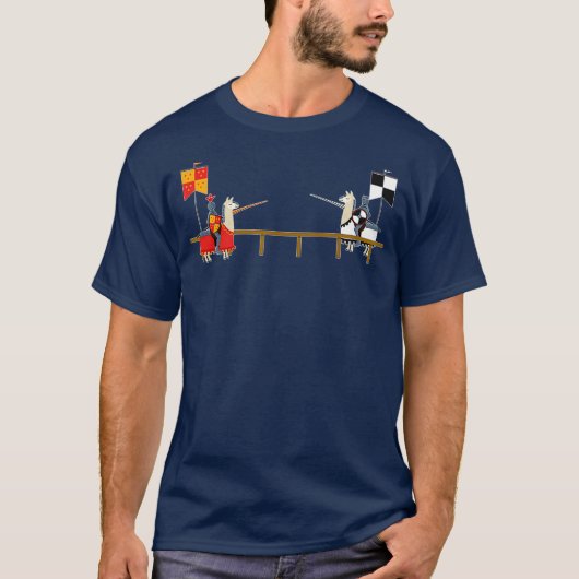 Llama Jousting Grappige middeleeuwse ridder Lance T-shirt (Voorkant)