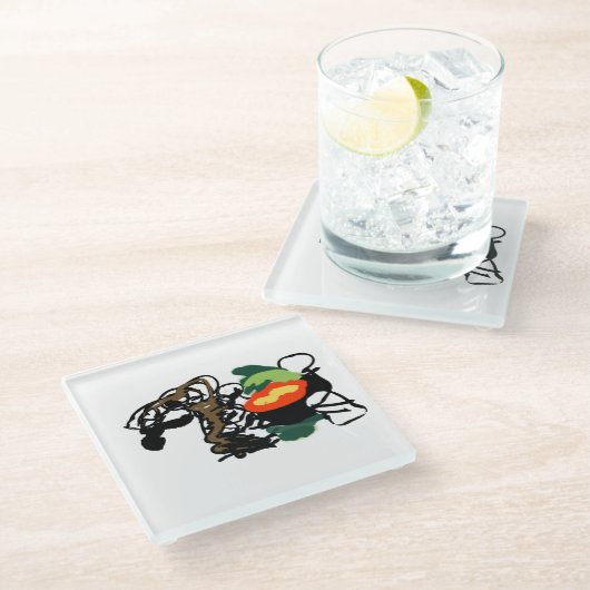 Llama joy glazen onderzetter (Schuin)