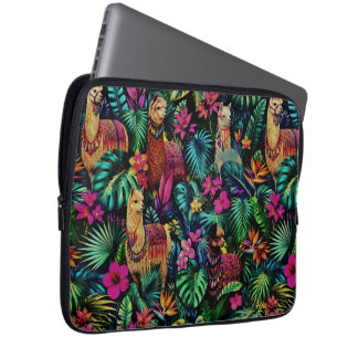 Llama Jungle Dromen Naadloos Oppervlaktepatroon Laptop Sleeve