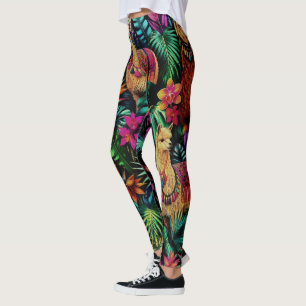 Llama Jungle Dromen Naadloos Oppervlaktepatroon Leggings