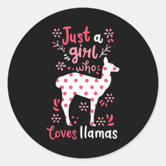 Llama Just a Girl Llamas Ronde Sticker
