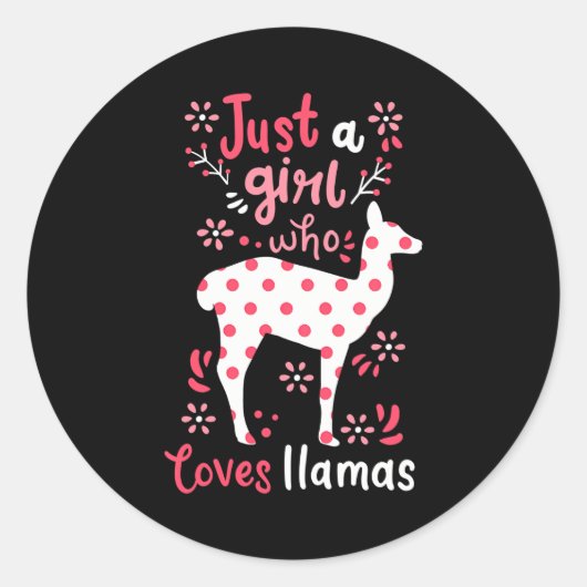 Llama Just a Girl Llamas Ronde Sticker (Voorkant)