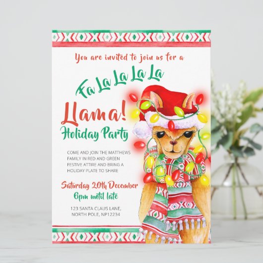Llama Kerstfeest Kaart (Staand voorkant)