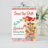 Llama Kerstfeest waterverf op maat Save The Date (Staand voorkant)