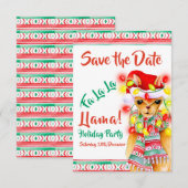 Llama Kerstfeest waterverf op maat Save The Date (Voorkant / Achterkant)