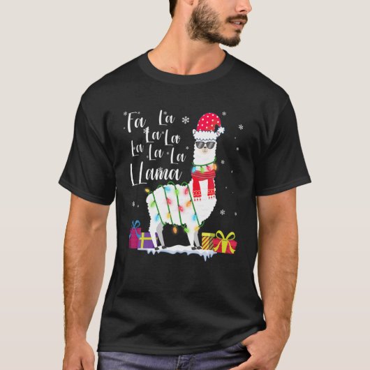 Llama-kerstfeestzater Fa La La La Lama Funny X-Mas T-shirt (Voorkant)