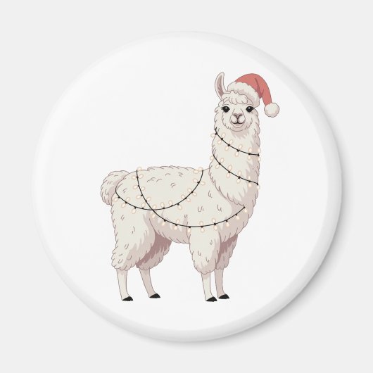 Llama Kerstlichten Robuuste Dierenliefhebber Alpac Magneet (Voorkant)
