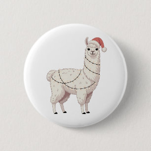 Llama Kerstlichten Robuuste Dierenliefhebber Alpac Ronde Button 5,7 Cm