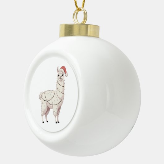 Llama Kerstlichtjes Robuuste Dierenliefhebber Alpa Keramische Bal Ornament (Rechts)