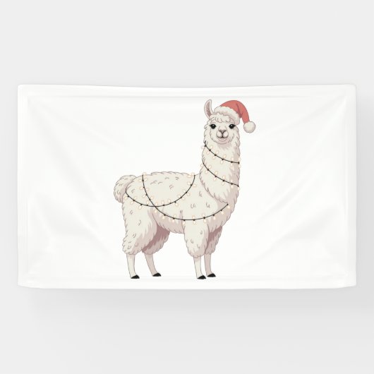 Llama Kerstlichtjes Robuuste Dierenliefhebber Alpa Spandoek (Horizontaal)