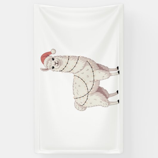 Llama Kerstlichtjes Robuuste Dierenliefhebber Alpa Spandoek (Verticaal)