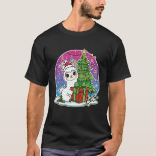 Llama Kerstman Hoed Kerst Llama Liefhebber Volwass T-shirt
