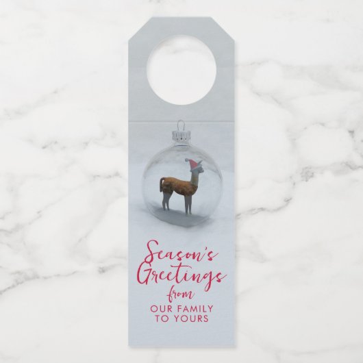 Llama Kerstmis Bauble Holiday Bottle Hanger Label (Voorkant)