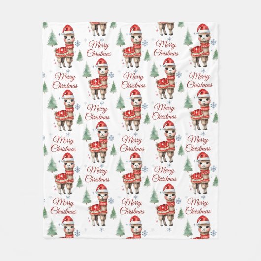 Llama Kerstmis Fleece Deken (Voorkant)
