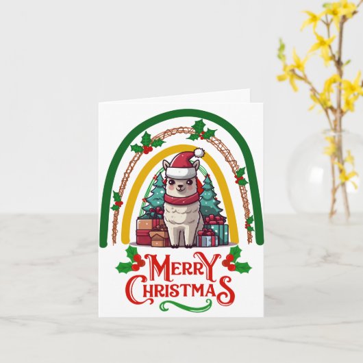 Llama Kerstmis Kaart (Gele Bloem)