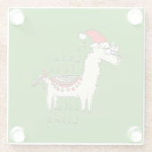 Llama Kerstmis Kinder Cute Funny Glazen Onderzetter (Achterkant)